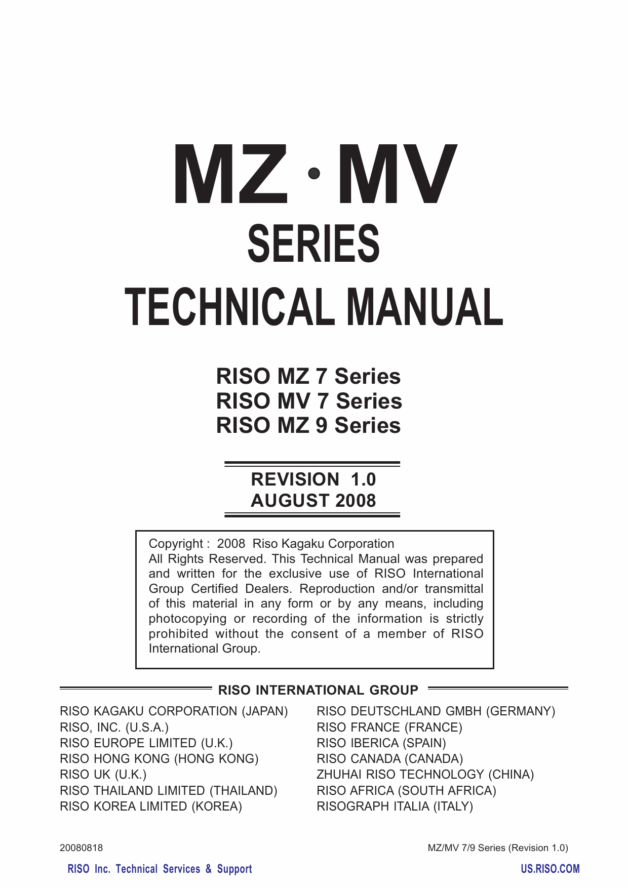 RISO MZ 770 790 970 990 MV-7690 TECHNICAL Service Manual-1